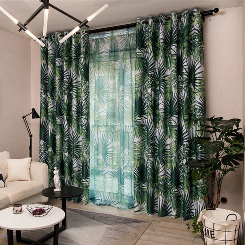 Rideau Occultant Imprimé Tropical, Sur Mesure, En Tulle, Motif Feuilles Nordiques, Pour Chambre À Coucher