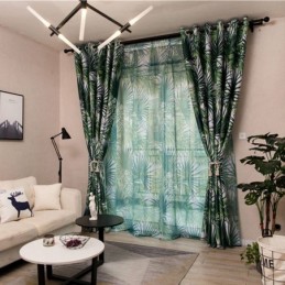 Rideau Occultant Imprimé Tropical, Sur Mesure, En Tulle, Motif Feuilles Nordiques, Pour Chambre À Coucher