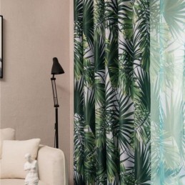 Rideau Occultant Imprimé Tropical, Sur Mesure, En Tulle, Motif Feuilles Nordiques, Pour Chambre À Coucher
