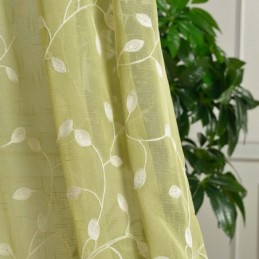 Rideau Transparent Rural Sur Mesure, Respirant, Brodé De Feuilles, Pour Salon