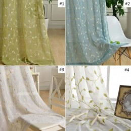 Rideau Transparent Rural Sur Mesure, Respirant, Brodé De Feuilles, Pour Salon