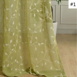 Rideau Transparent Rural Sur Mesure, Respirant, Brodé De Feuilles, Pour Salon