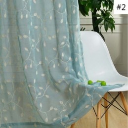 Rideau Transparent Rural Sur Mesure, Respirant, Brodé De Feuilles, Pour Salon