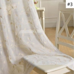 Rideau Transparent Rural Sur Mesure, Respirant, Brodé De Feuilles, Pour Salon