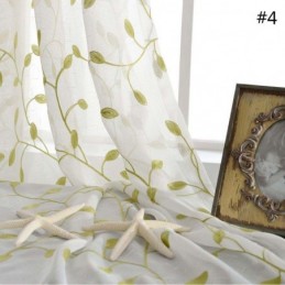 Rideau Transparent Rural Sur Mesure, Respirant, Brodé De Feuilles, Pour Salon