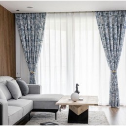 Rideau En Coton Et Lin De Style Rural, Sur Mesure, Semi-Occultant, Imprimé, Pour Baie Vitrée De Chambre À Coucher