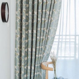 Rideau Occultant Moderne Sur Mesure Imprimé Feuilles Vertes Pour Chambre À Coucher
