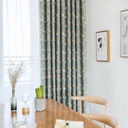 Rideau Occultant Moderne Sur Mesure Imprimé Feuilles Vertes Pour Chambre À Coucher
