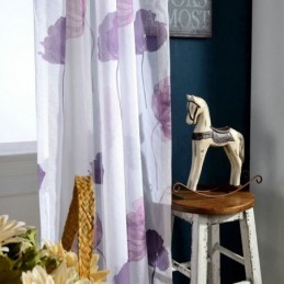 Rideau En Voile Minimaliste Moderne Sur Mesure, Motif Feuille De Lotus Violet, Pour Chambre À Coucher
