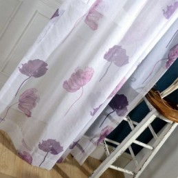Rideau En Voile Minimaliste Moderne Sur Mesure, Motif Feuille De Lotus Violet, Pour Chambre À Coucher