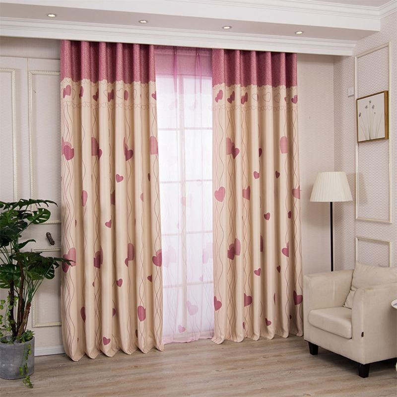 Rideaux Occultants À Imprimé Cœur Pour Salon Et Chambre À Coucher
