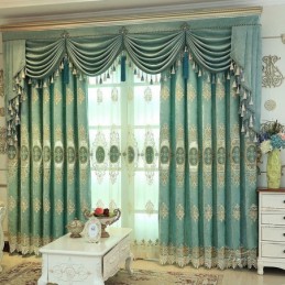 Rideau De Luxe Sur Mesure Rideau Chenille Fleurs Brodées