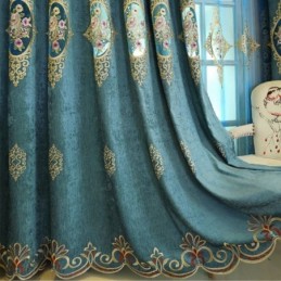 Rideau En Chenille Sur Mesure, Style Européen, Broderie Florale