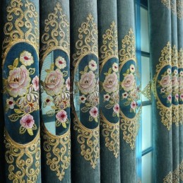 Rideau En Chenille Sur Mesure, Style Européen, Broderie Florale