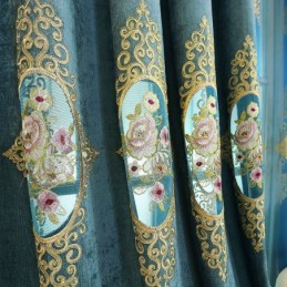 Rideau En Chenille Sur Mesure, Style Européen, Broderie Florale