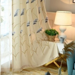Rideau Occultant Imprimé Roseau De Style Pastoral, Sur Mesure, Pour Salon Et Chambre À Coucher