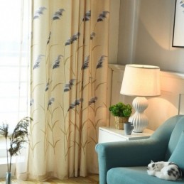 Rideau Occultant Imprimé Roseau De Style Pastoral, Sur Mesure, Pour Salon Et Chambre À Coucher
