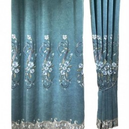 Rideau En Chenille Sur Mesure Avec Broderie Florale Moderne
