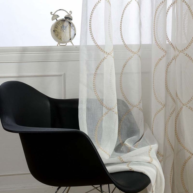 Rideau Transparent Respirant Moderne Sur Mesure, Broderie En Forme De 8 Pour Salon