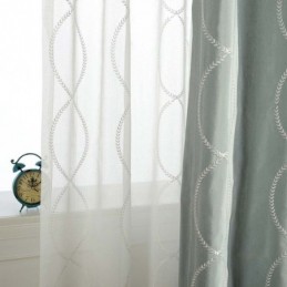 Rideau Transparent Respirant Moderne Sur Mesure, Broderie En Forme De 8 Pour Salon