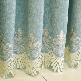 Rideau En Chenille Sur Mesure, Style Européen, Broderie Florale, Décoration De Fenêtre