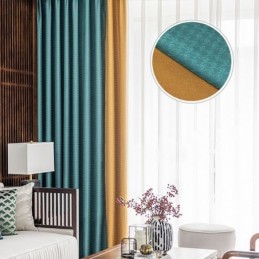 Rideau Jacquard Pied-De-Poule Occultant Sur Mesure Pour Salon Et Chambre À Coucher