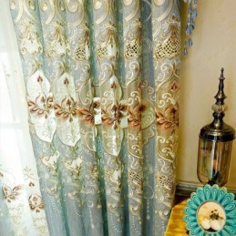 Rideau En Chenille Sur Mesure, Style Européen, Broderie Florale, Décoration De Fenêtre