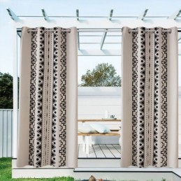 Rideaux D'Extérieur Imperméables À Imprimé Géométrique Pour Véranda Et Belvédère