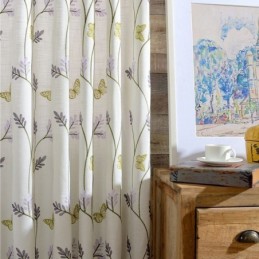 Rideaux Semi-Occultants Blancs Nordiques, Motif Papillon Et Fleurs, Sur Mesure, Pour Salon