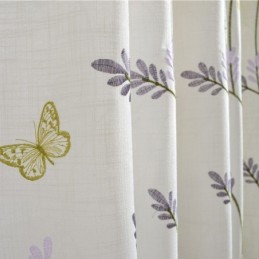 Rideaux Semi-Occultants Blancs Nordiques, Motif Papillon Et Fleurs, Sur Mesure, Pour Salon