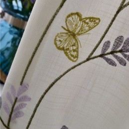 Rideaux Semi-Occultants Blancs Nordiques, Motif Papillon Et Fleurs, Sur Mesure, Pour Salon
