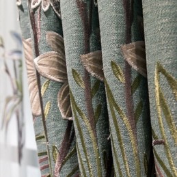 Rideau En Chenille Sur Mesure Avec Broderie Florale Moderne