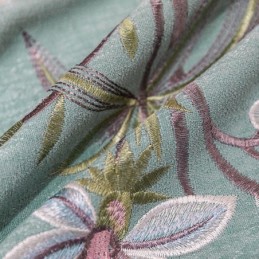 Rideau En Chenille Sur Mesure Avec Broderie Florale Moderne