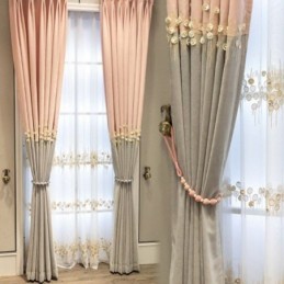Rideau Occultant Sur Mesure Avec Broderie De Fleurs Nordiques Décoratives