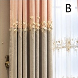 Rideau Occultant Sur Mesure Avec Broderie De Fleurs Nordiques Décoratives