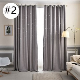 Rideau Occultant Sur Mesure, Couleur Unie, Motif Étoile Ajourée