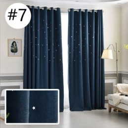 Rideau Occultant Sur Mesure, Couleur Unie, Motif Étoile Ajourée