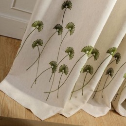 Rideau Moderne Sur Mesure En Coton Et Lin Avec Broderie De Feuilles Fraîches