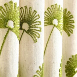 Rideau Moderne Sur Mesure En Coton Et Lin Avec Broderie De Feuilles Fraîches