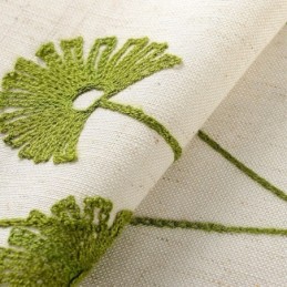 Rideau Moderne Sur Mesure En Coton Et Lin Avec Broderie De Feuilles Fraîches