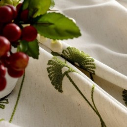 Rideau Moderne Sur Mesure En Coton Et Lin Avec Broderie De Feuilles Fraîches