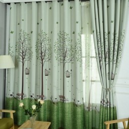 Rideaux Pastoraux Modernes Imprimés D'Arbres Pour Salon Et Chambre À Coucher