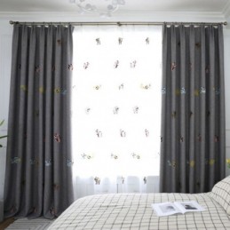 Rideau Occultant Sur Mesure, Broderie Chaton, Pour Chambre À Coucher
