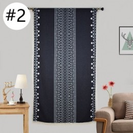 Rideaux À Imprimé Géométrique Semi-Occultants En Coton Et Lin À Pompons Pour Salon