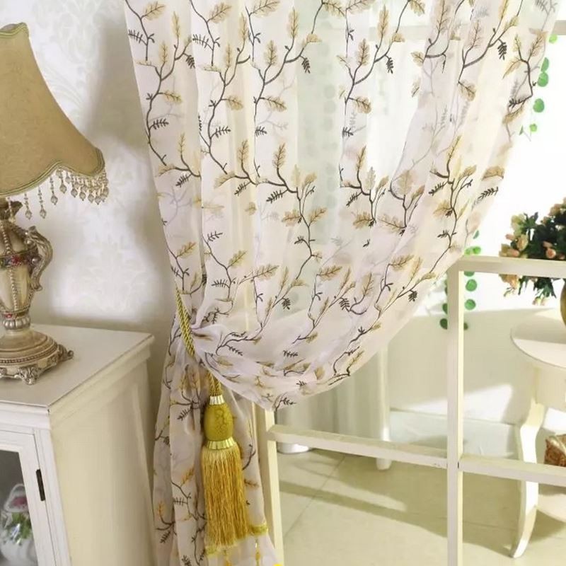 Rideaux Transparents De Style Pastoral Américain, Motif De Broderie Personnalisé Avancé