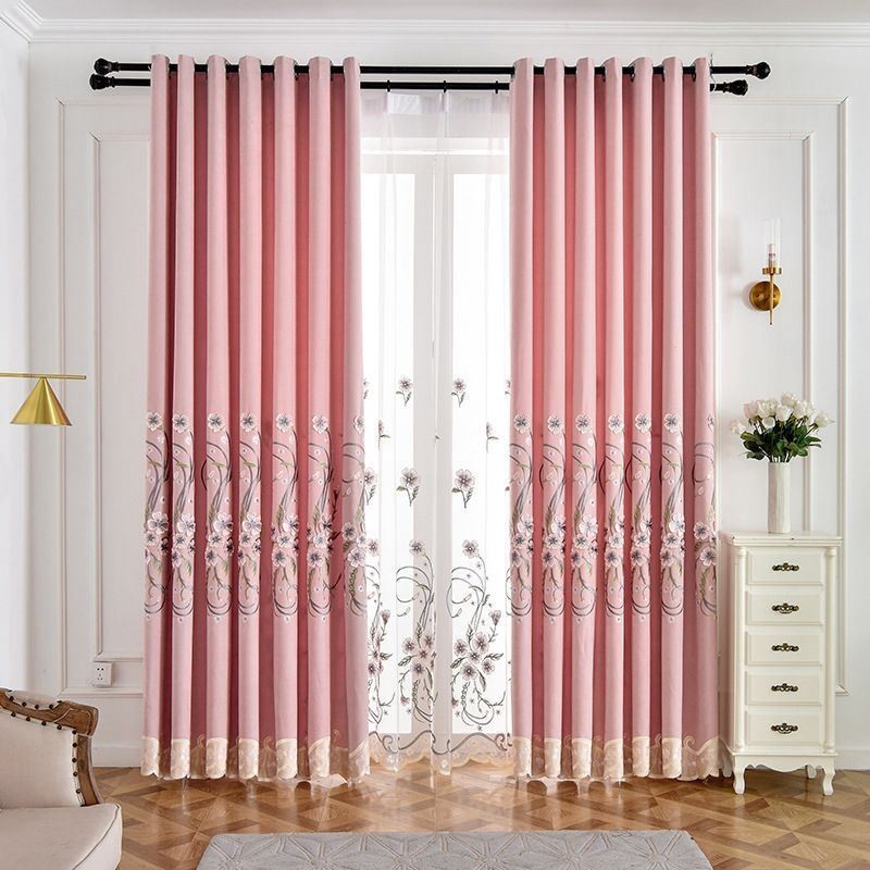 Rideau En Chenille Sur Mesure Avec Broderie Florale Moderne