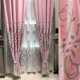Rideau En Chenille Sur Mesure Avec Broderie Florale Moderne