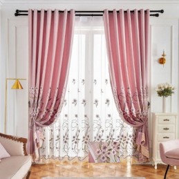 Rideau En Chenille Sur Mesure Avec Broderie Florale Moderne