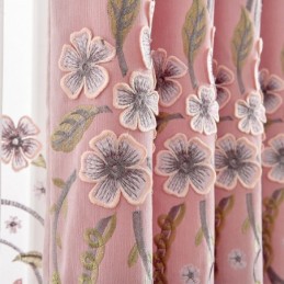 Rideau En Chenille Sur Mesure Avec Broderie Florale Moderne
