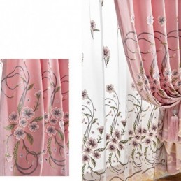 Rideau En Chenille Sur Mesure Avec Broderie Florale Moderne